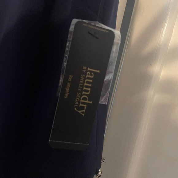 Laundry By Shelli Segal Ink Blok Blue Bedazzled Hem Formal Mini Dress Size 2 - Picture 3 of 7